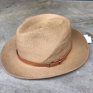 NWT Unisex Tialarts Tan Straw Fedora Hat UPF 50